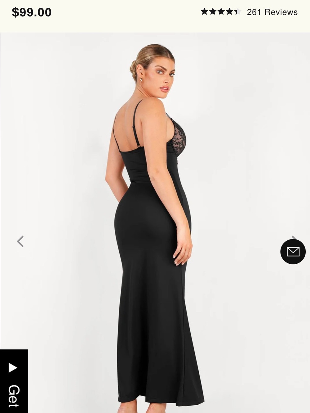 Black Lace-Trim Maxi Slip Dress with Side Slit - Picture 3 of 3